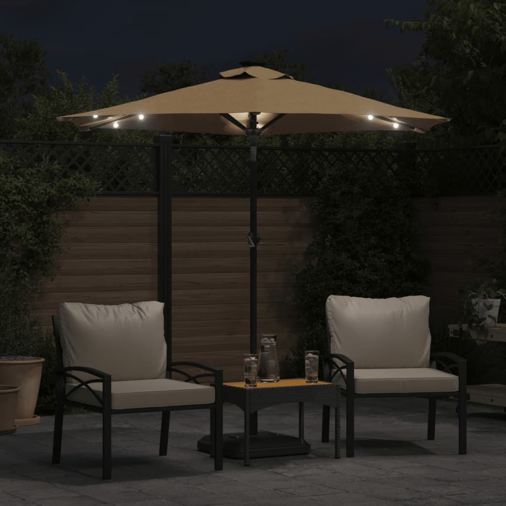 Vidaxx - Sonnenschirm mit LEDs und Stahlpol 225x225x212 cm Taupe