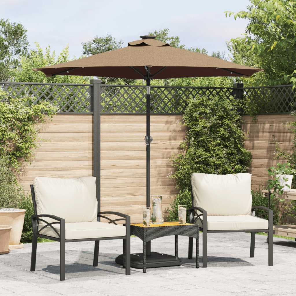 Vidaxx - Sonnenschirm mit LEDs und Stahlpol 225x225x212 cm Taupe