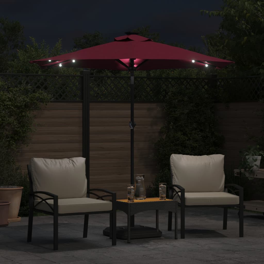 Vidaxx - Sonnenschirm mit LEDs und Stahlpol 225x225x212 cm Burgunderrot