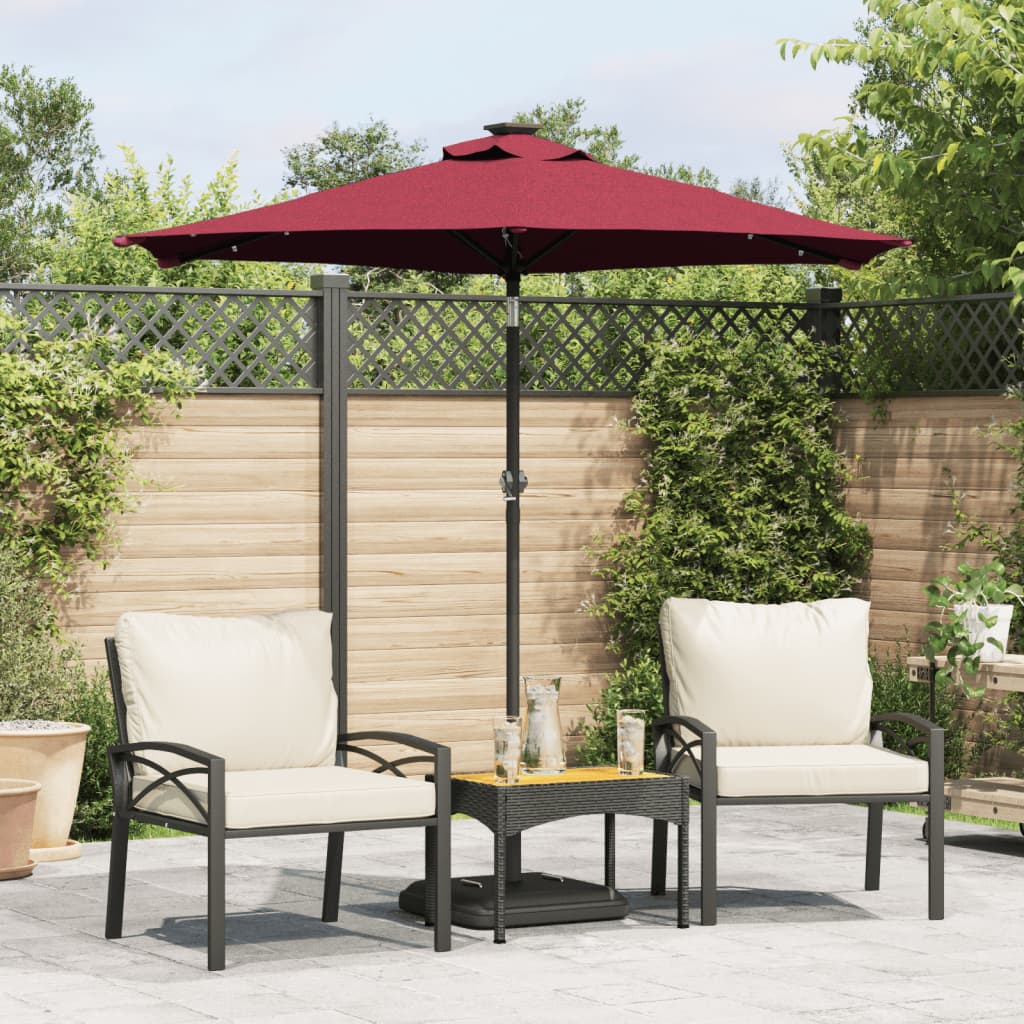 Vidaxx - Sonnenschirm mit LEDs und Stahlpol 225x225x212 cm Burgunderrot