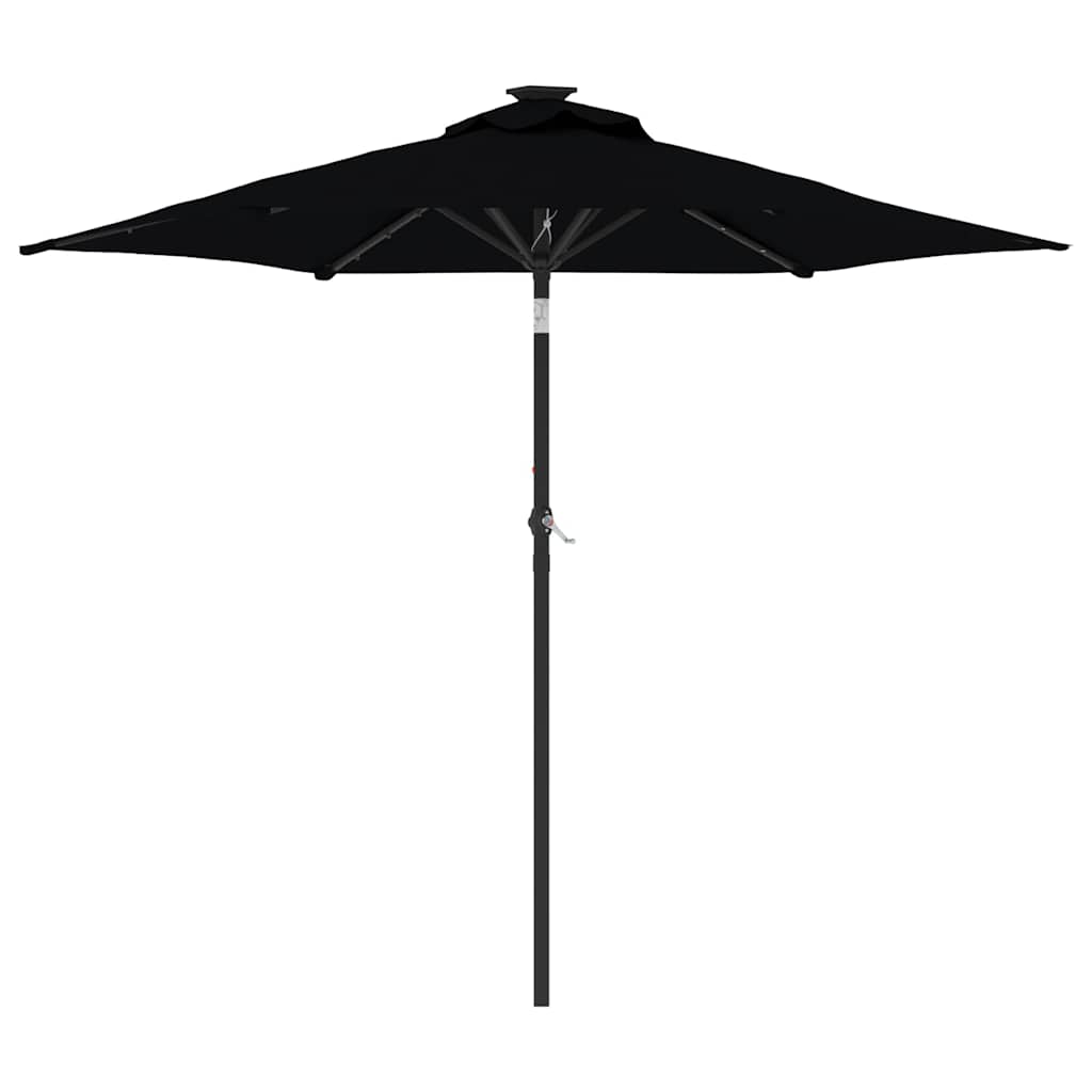 VidaXL - Sonnenschirm mit LEDs und Stahlpol 225x225x212 cm schwarz
