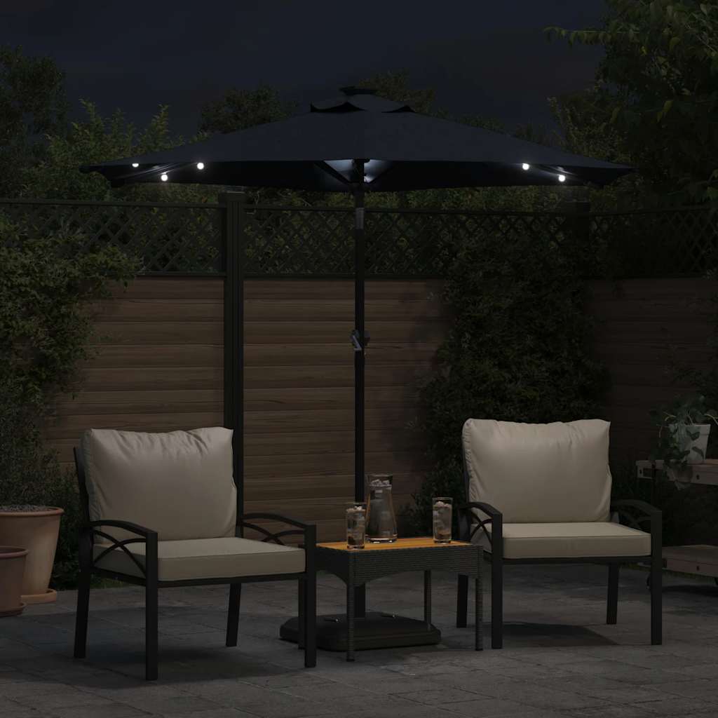 VidaXL - Sonnenschirm mit LEDs und Stahlpol 225x225x212 cm schwarz