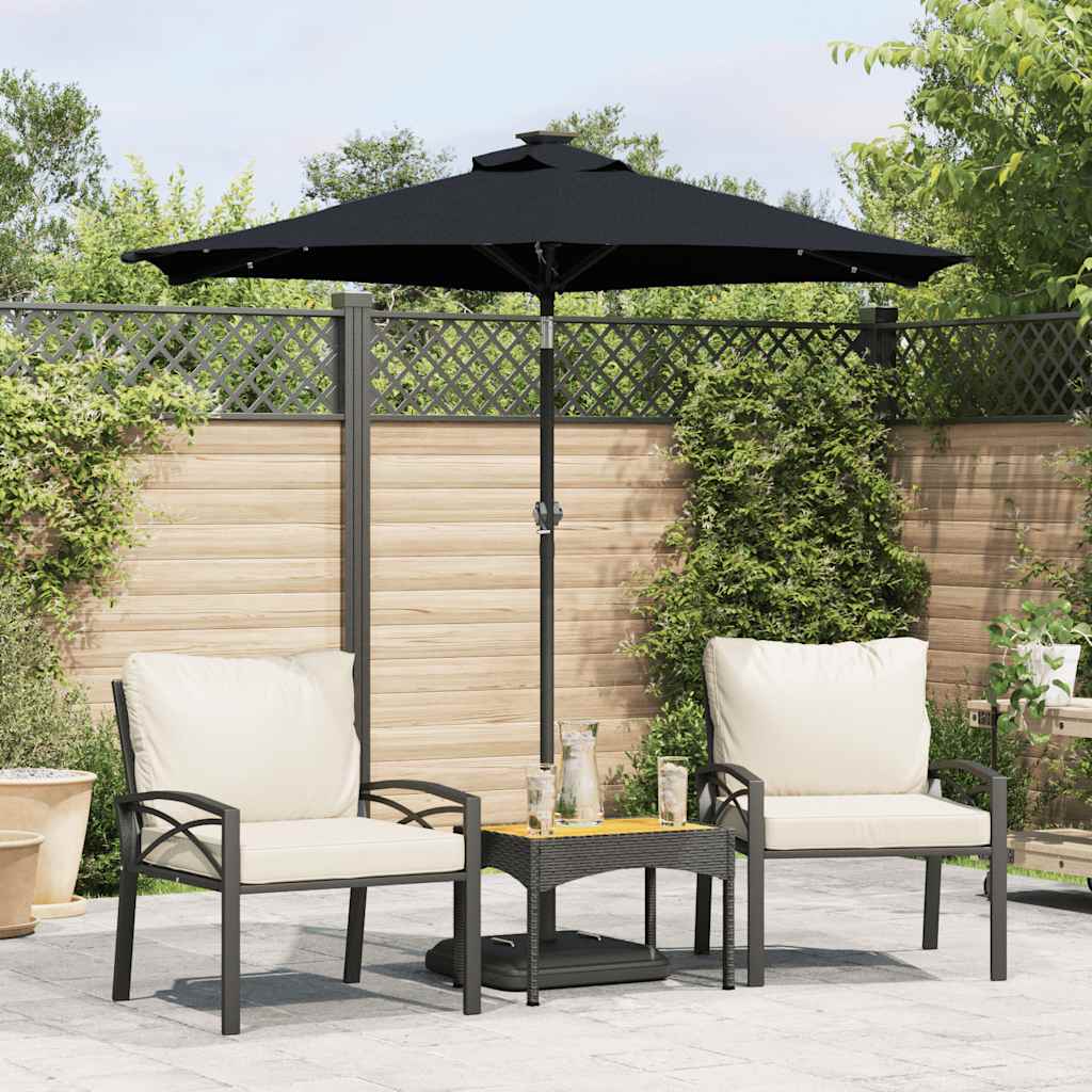 VidaXL - Sonnenschirm mit LEDs und Stahlpol 225x225x212 cm schwarz