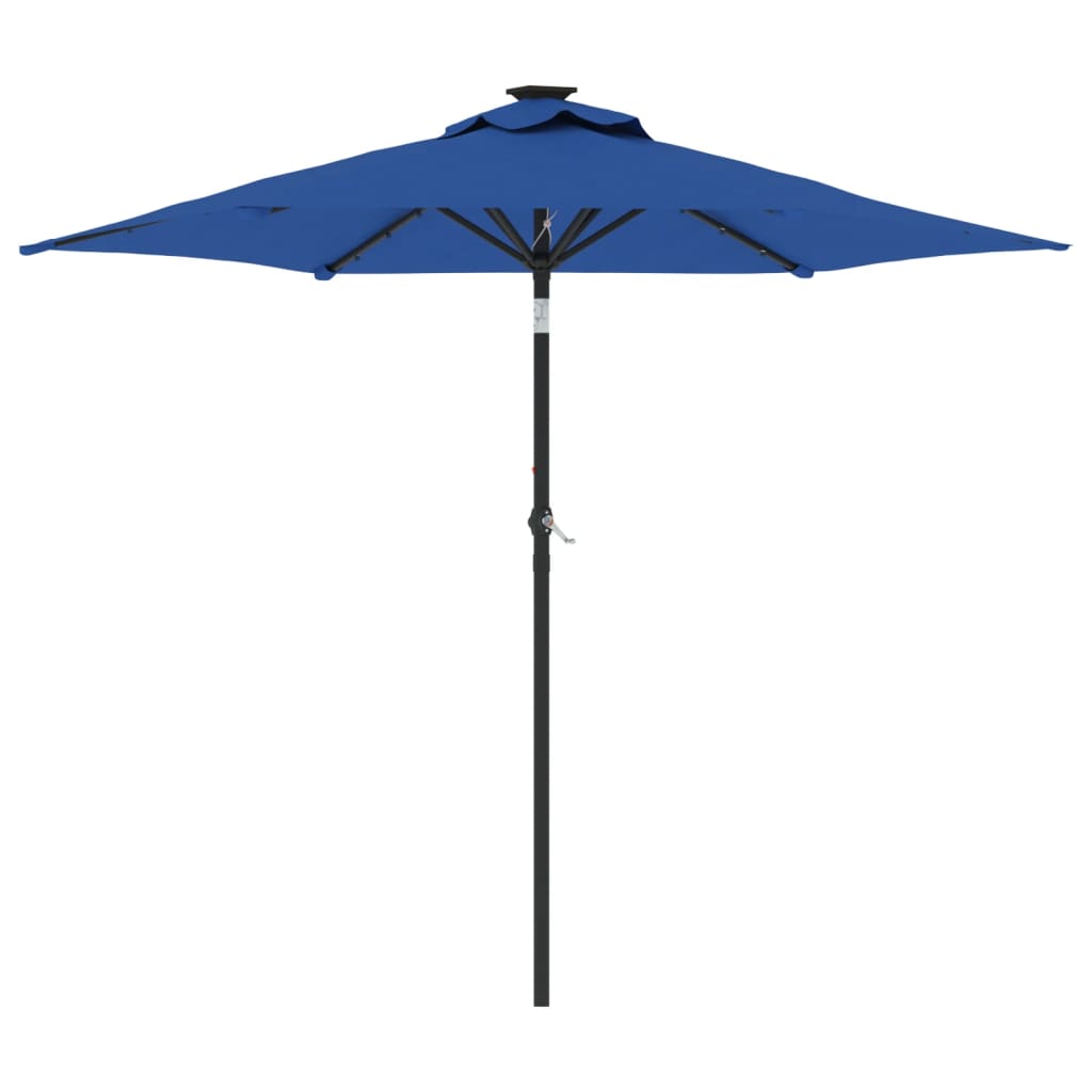 VidaXL - Sonnenschirm mit LEDs und Stahlpol 225x225x212 cm Azurblau