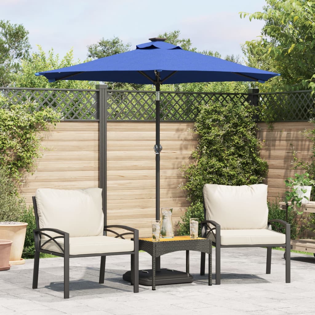 VidaXL - Sonnenschirm mit LEDs und Stahlpol 225x225x212 cm Azurblau