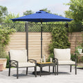 VidaXL - Sonnenschirm mit LEDs und Stahlpol 225x225x212 cm Azurblau