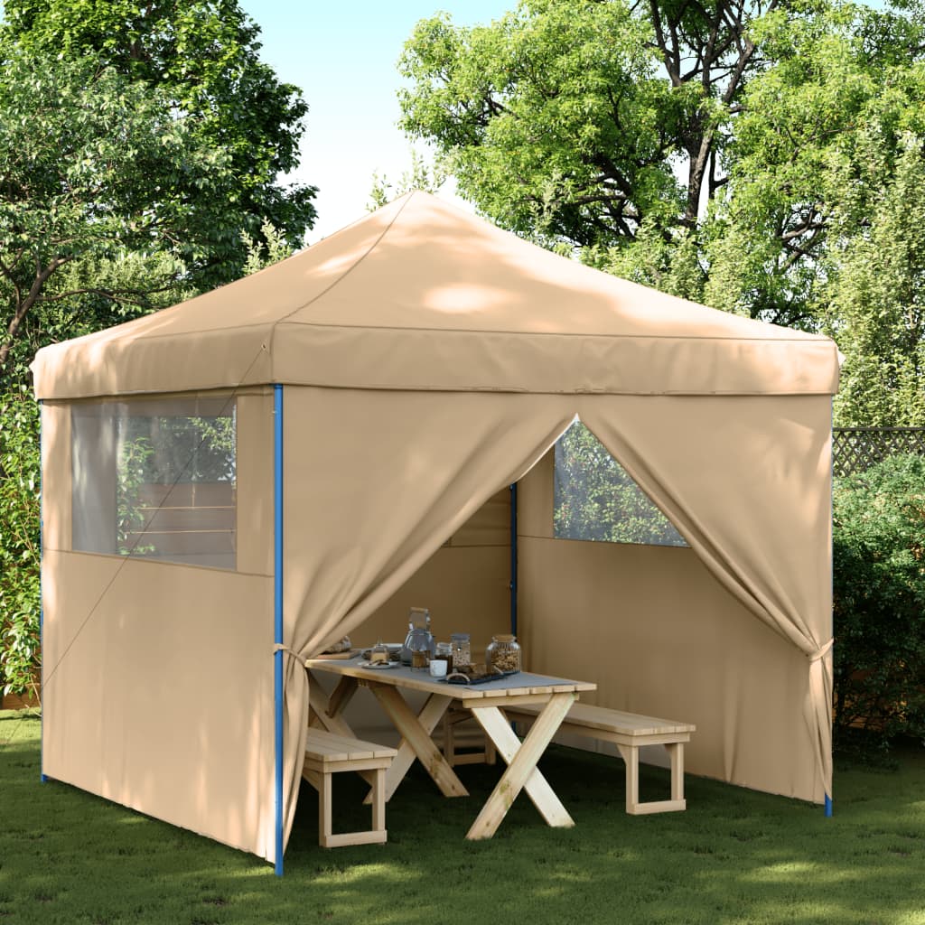 VidaXL Partyzelt Faltbares Popup mit 4 Seitenwänden Beige