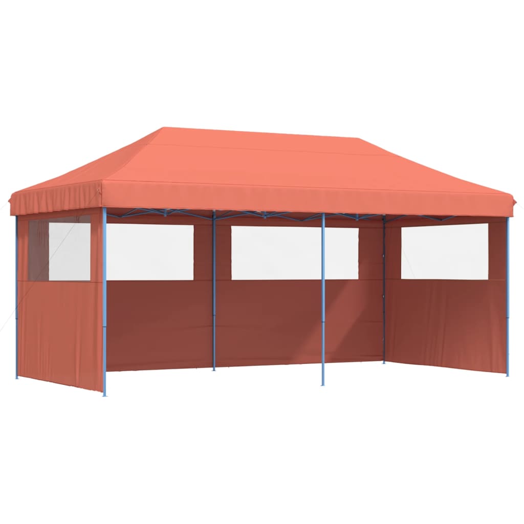 VidaXL Partyzelt Faltbares Popup mit 3 Seitenwänden, Terrakotta-Finish