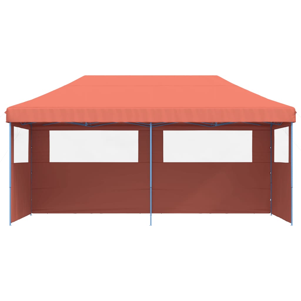 VidaXL Partyzelt Faltbares Popup mit 3 Seitenwänden, Terrakotta-Finish