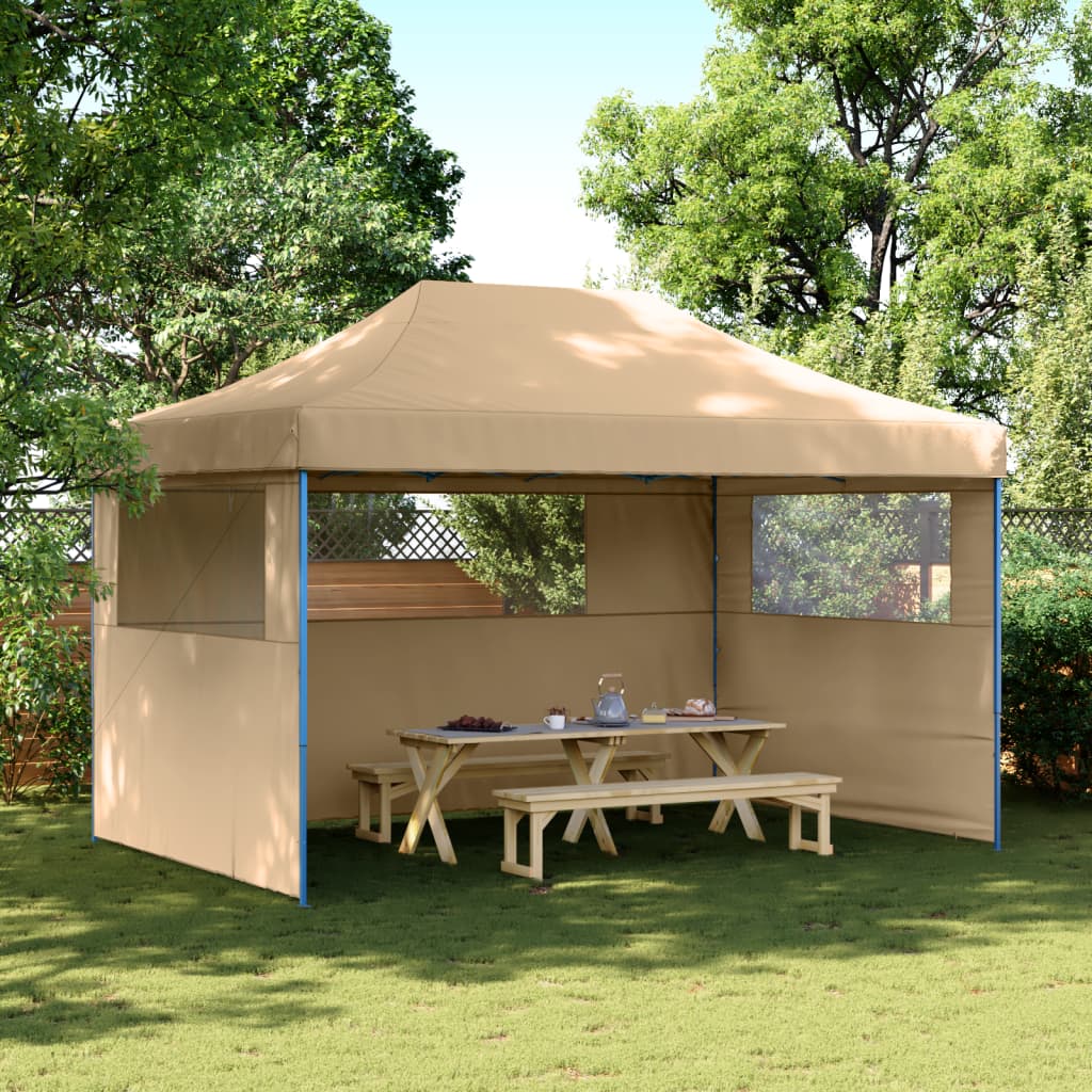 VidaXL Partyzelt Faltbares Popup mit 3 Seitenwänden Beige