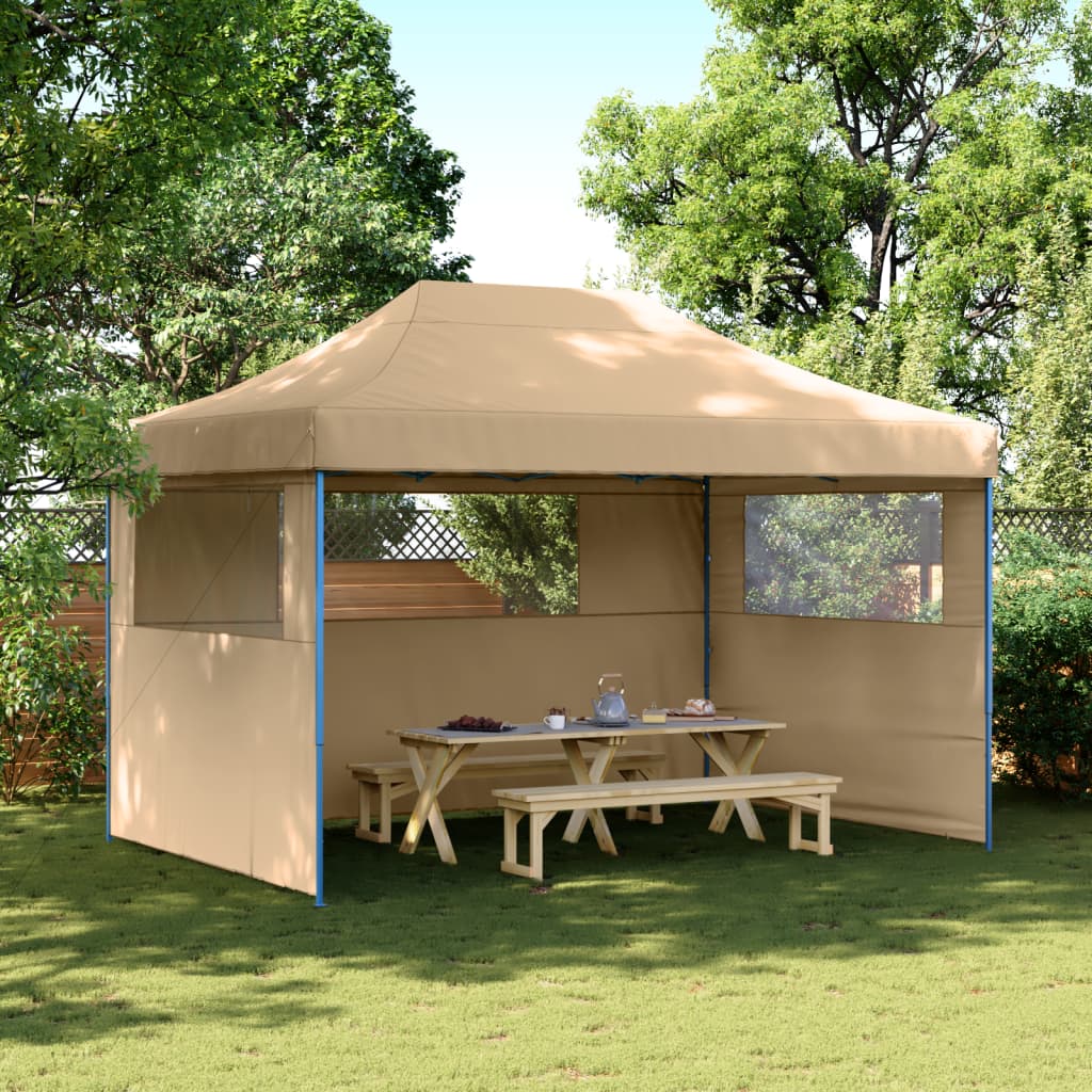 VidaXL Partyzelt Faltbares Popup mit 3 Seitenwänden Beige