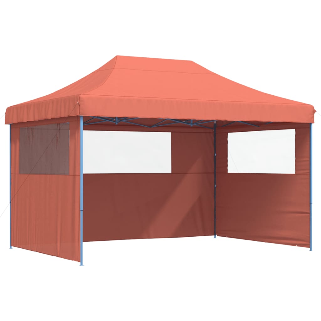 VidaXL Partyzelt Faltbares Popup mit 3 Seitenwänden, Terrakotta-Finish