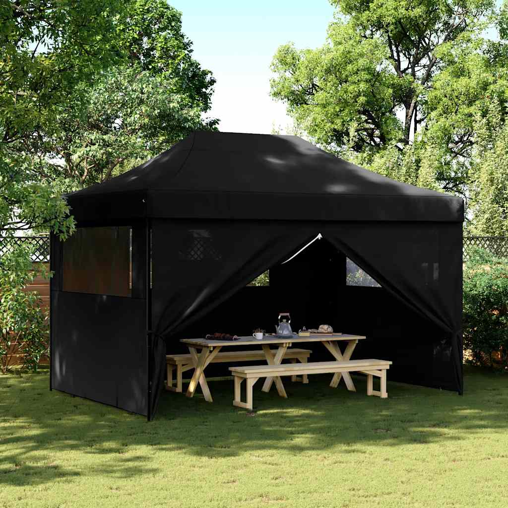 Vidaxl partytent inklapbaar pop-up met 4 zijwanden zwart