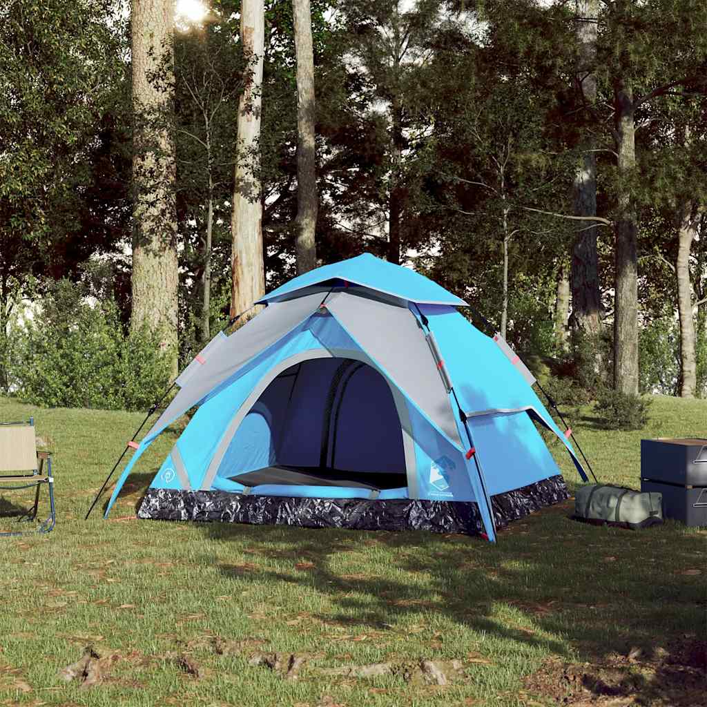 VidaXL Kuppelzelt für 3 Personen mit Schnellverschluss, blau