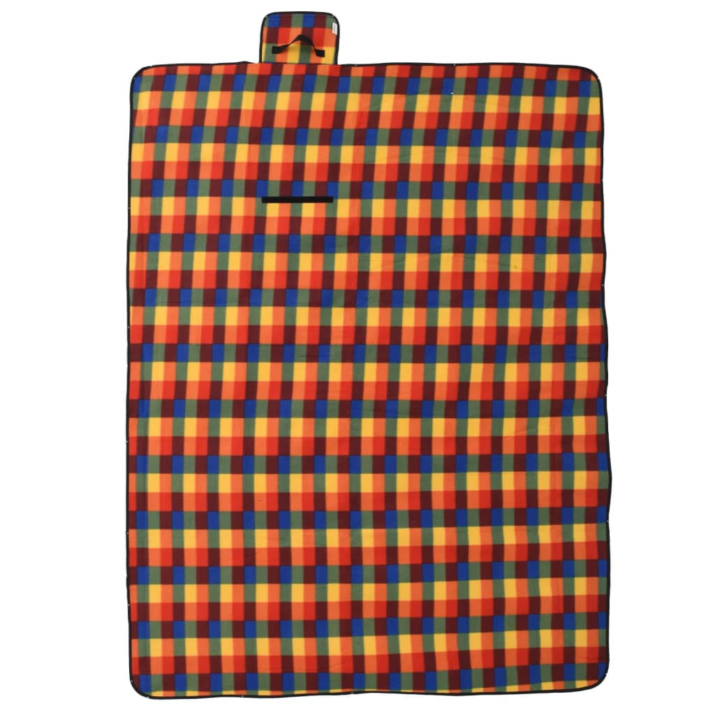 VidaXL Faltbare Picknickdecke, kariert, 200 x 150 cm, Samt, mehrfarbig