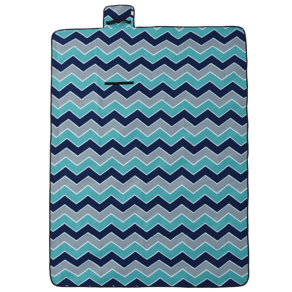 VidaXL Faltbare Picknickdecke Wellenmuster 200x150 cm Samtblau