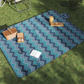 VidaXL Faltbare Picknickdecke Wellenmuster 200x150 cm Samtblau