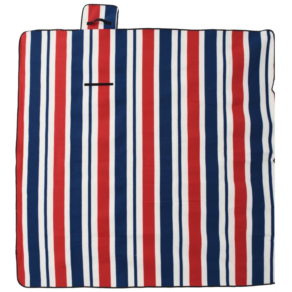 VidaXL Faltbare Picknickdecke Streifen 200x200 cm Samt Blau Rot