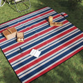 VidaXL Faltbare Picknickdecke Streifen 200x200 cm Samt Blau Rot