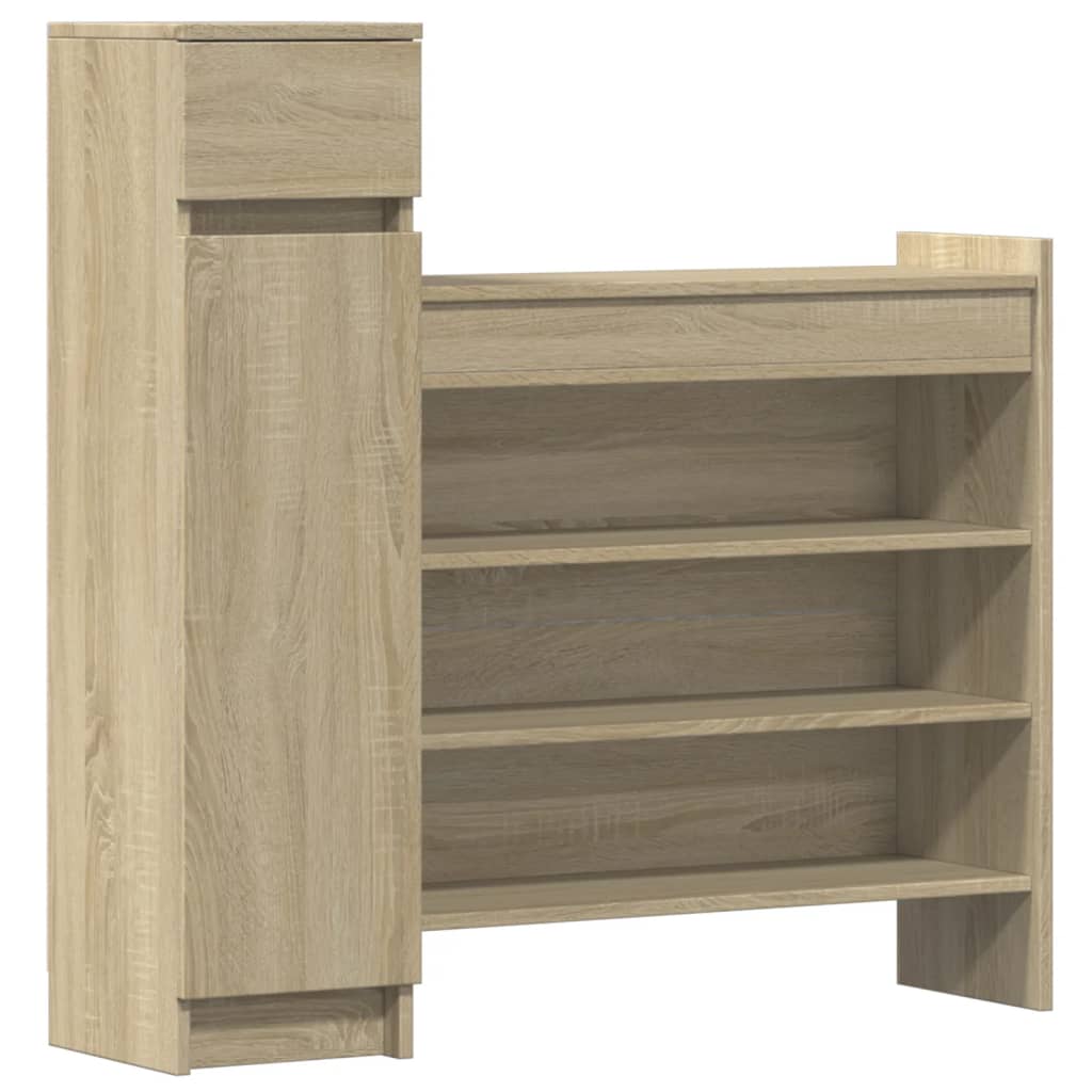 Vidaxl schoenenkast 100,5x28x100 cm bewerkt hout sonoma eikenkleurig