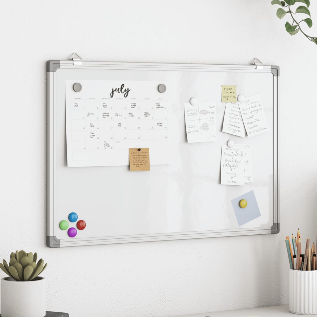 VidaXL Whiteboard, magnetisch, 60 x 40 x 1,7 cm, Aluminium