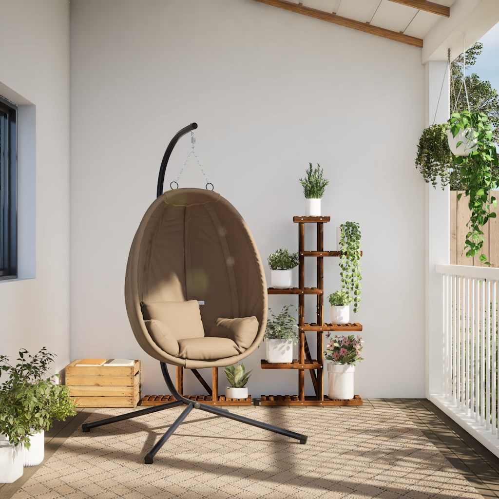 Vidaxl hangstoel met standaard rattan en staal taupe