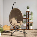 Vidaxl hangstoel met standaard rattan en staal taupe
