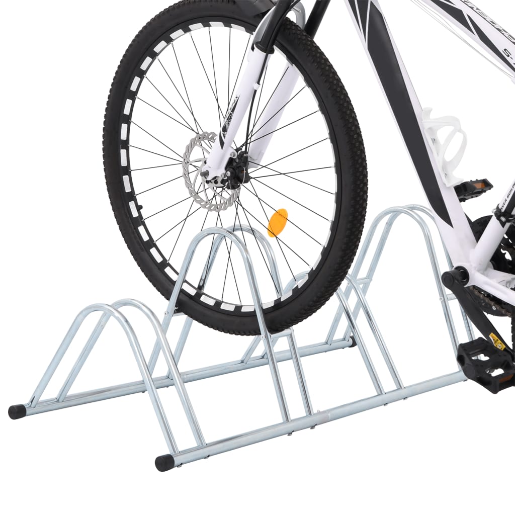 VidaXL Fahrradständer für 4 Fahrräder, freistehend, verzinkter Stahl