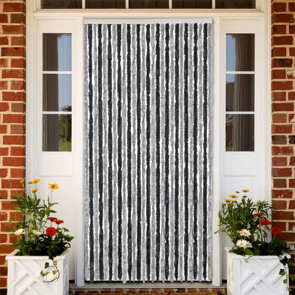 VidaXL Fliegengitter 118x220 cm Chenille Grau und Schwarz