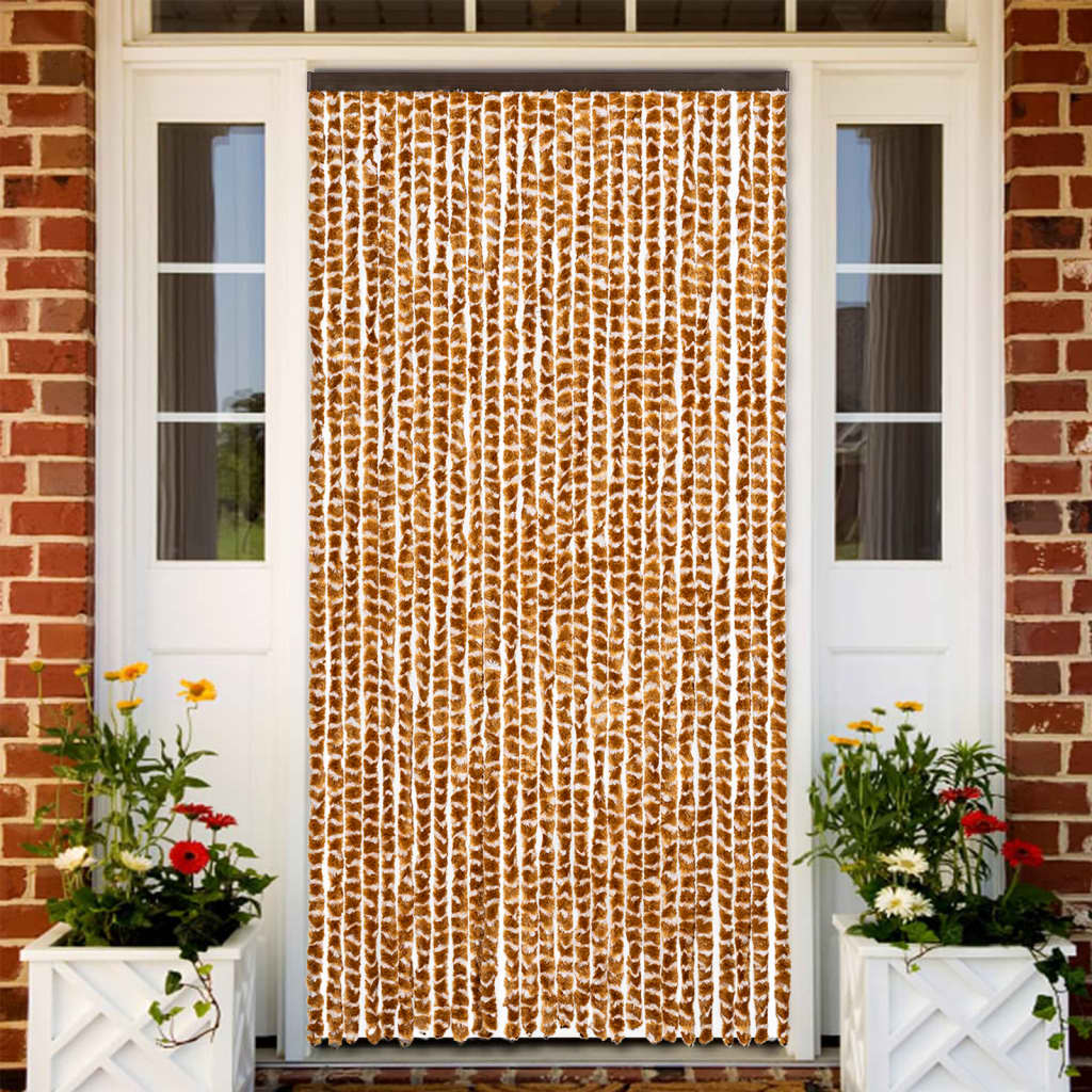 VidaXL Fliegengitter 118 x 220 cm Chenille Ocker und Weiß