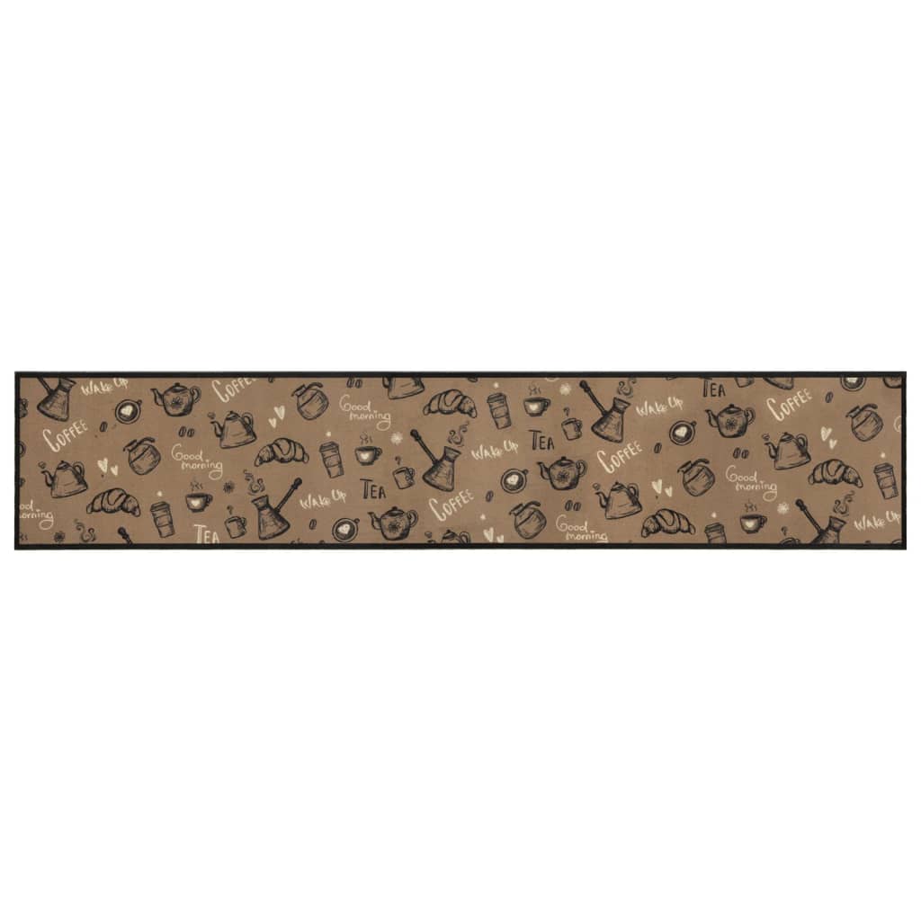 VidaXL Waschbare Küchenmatte mit Morgenmotiv, 60 x 300 cm, Samt, Braun