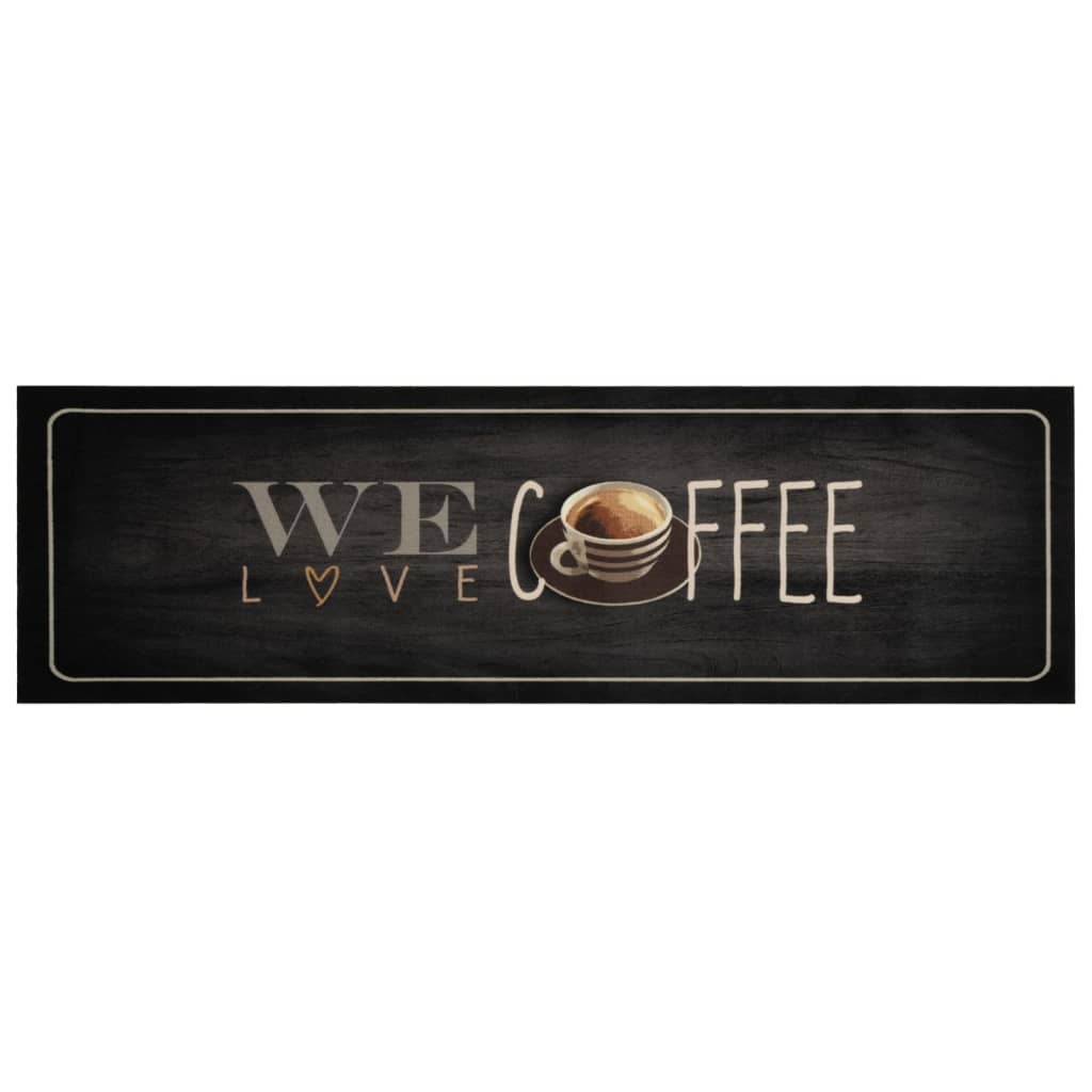 VidaXL Waschbare Küchenmatte mit Kaffeemuster, 45 x 150 cm, Samt