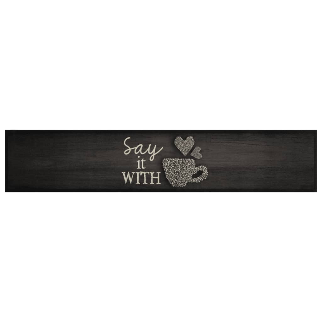 VidaXL Waschbare Küchenmatte mit Tassenmuster 60x300 cm Samt Schwarz