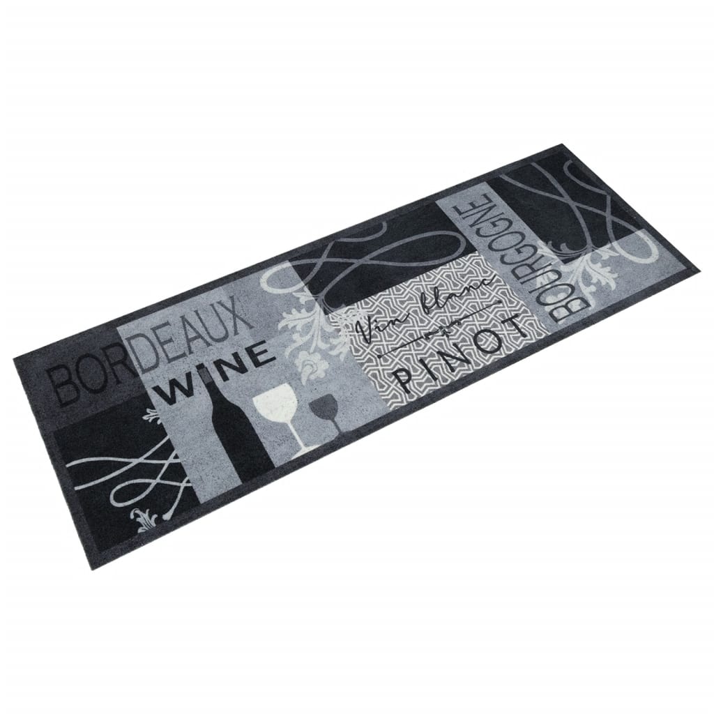 VidaXL Waschbare Küchenmatte mit Weinmuster, 60 x 180 cm, Samt, Grau