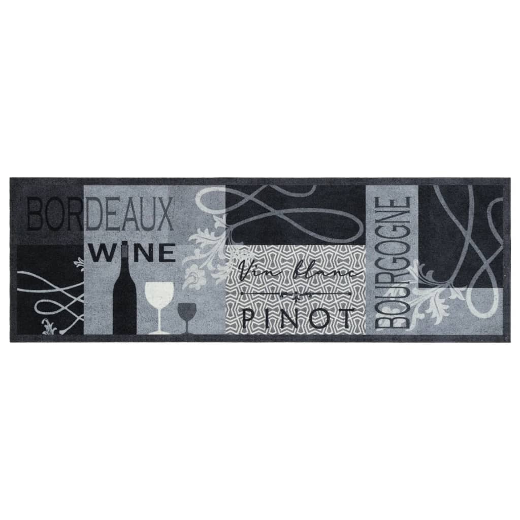 VidaXL Waschbare Küchenmatte mit Weinmuster, 60 x 180 cm, Samt, Grau