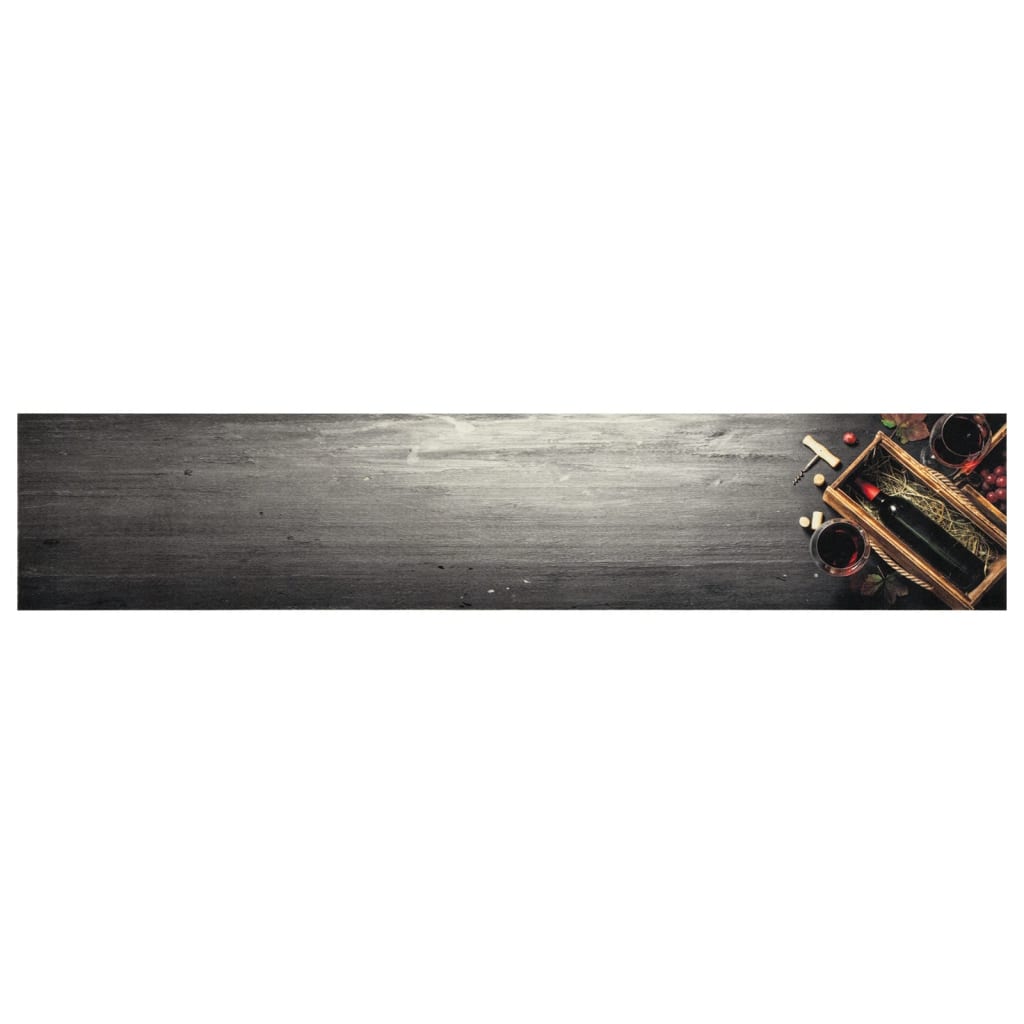 VidaXL Waschbare Küchenmatte mit Weinflaschenmotiv, 60 x 300 cm, Samt