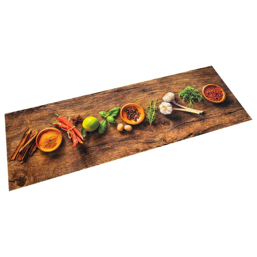 VidaXL Waschbare Küchenmatte mit Kräutermuster, 60 x 300 cm, Samt
