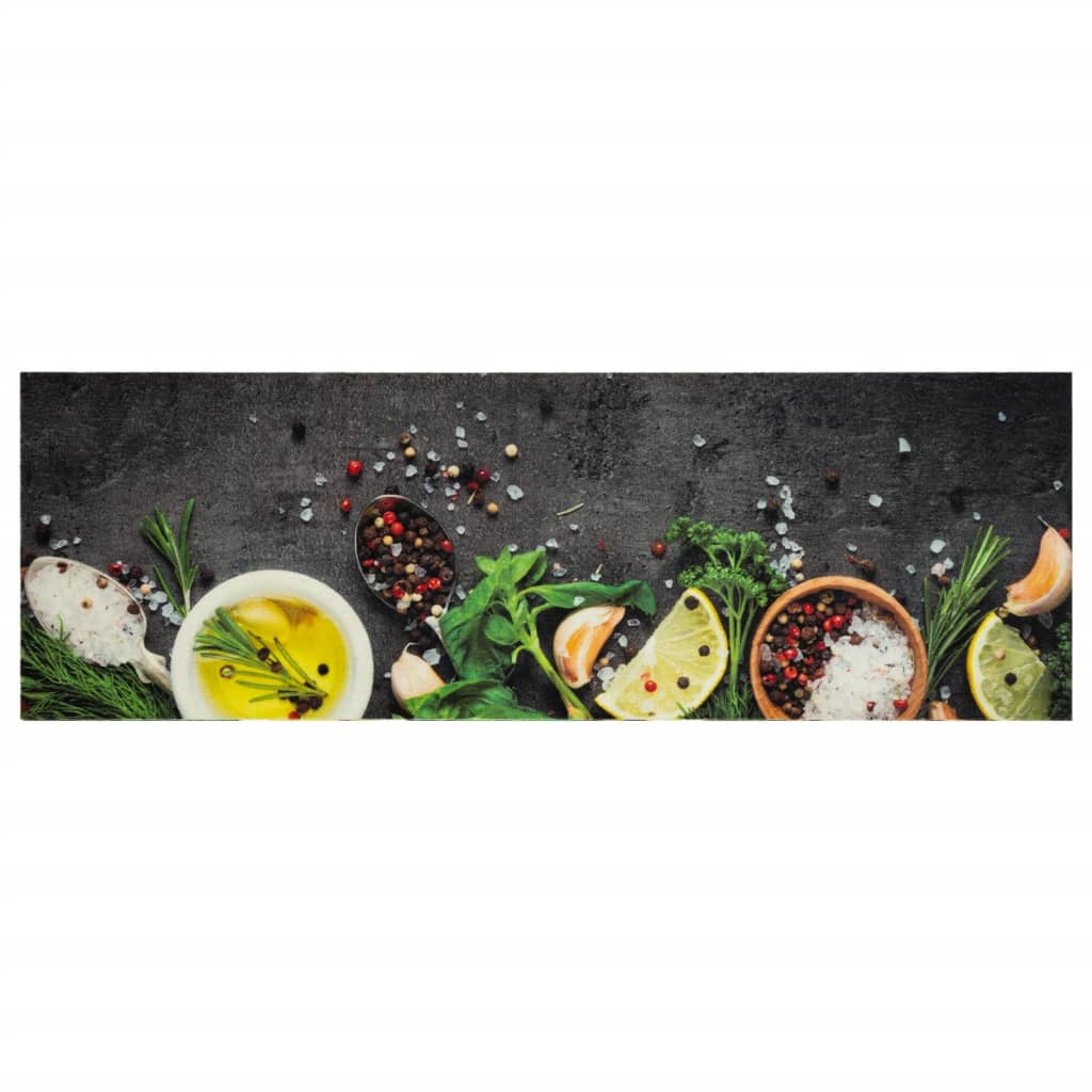 Vidaxl keukenmat wasbaar kruidenprint 60x180 cm fluweel