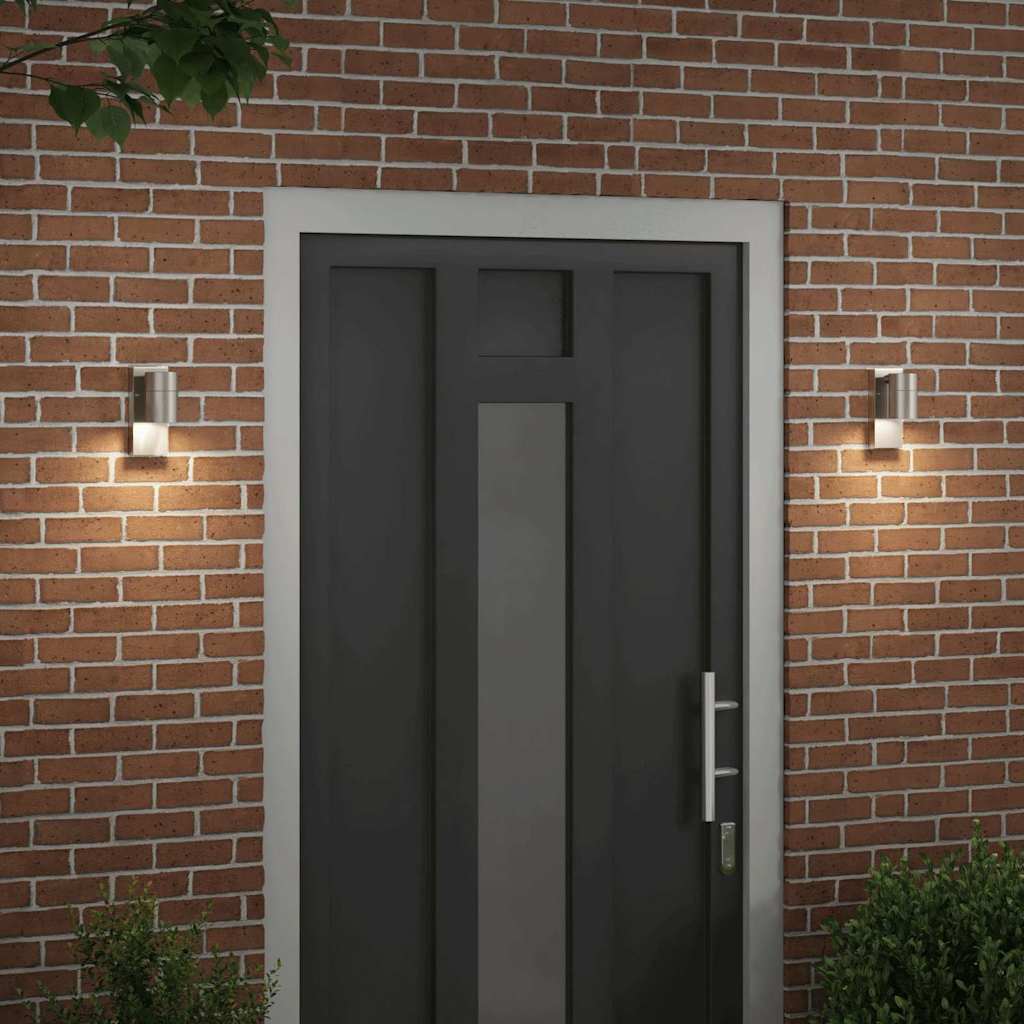 Vidaxl buiten wandlamp 2 pcs zilver 6,5 x 10,5 x 16 cm rvs en glas