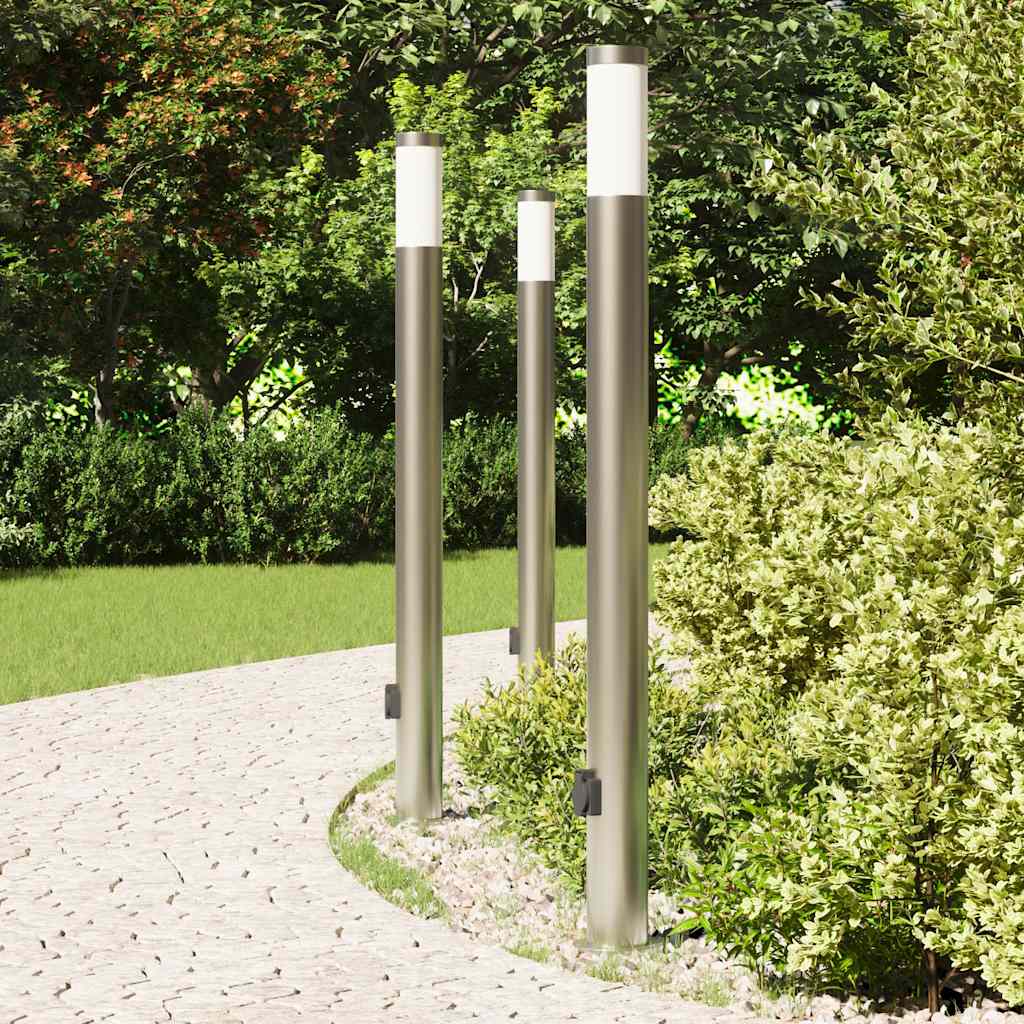 Vidaxl bolderverlichting met stopcontact 3 stuks 110 cm roestvrij staal ip44