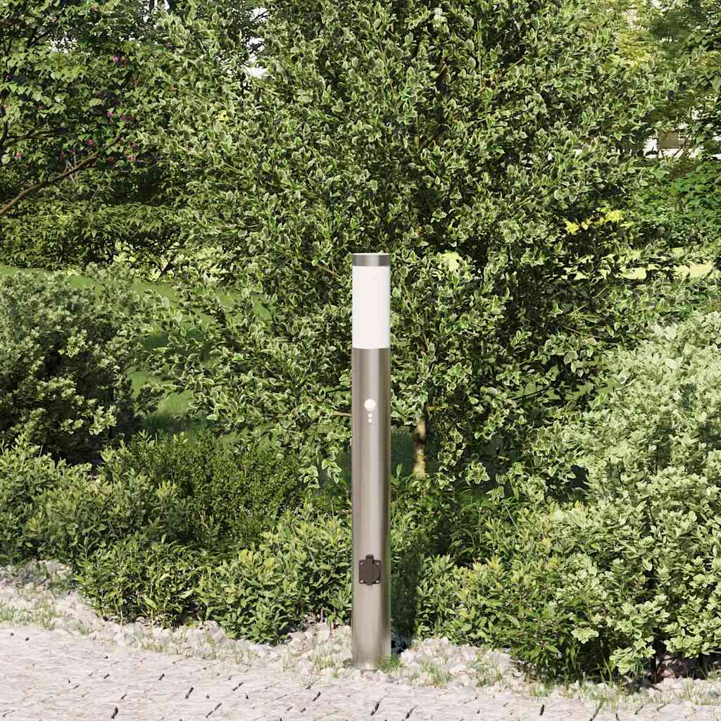 Vidaxl bolderarmatuur met sensor en stopcontact 80 cm roestvrij staal ip44