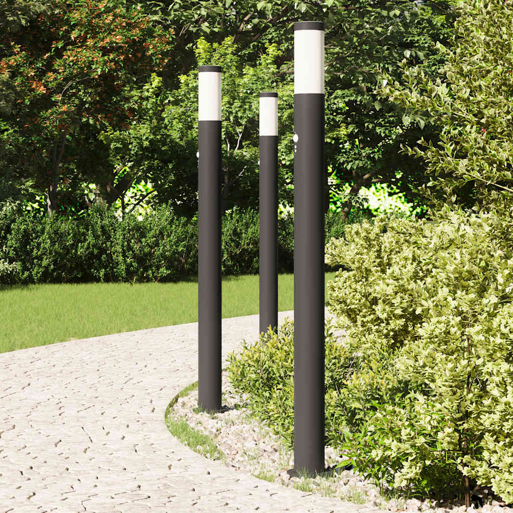 Vidaxl bolderverlichting met sensor 3 stuks 110 cm rvs ip44