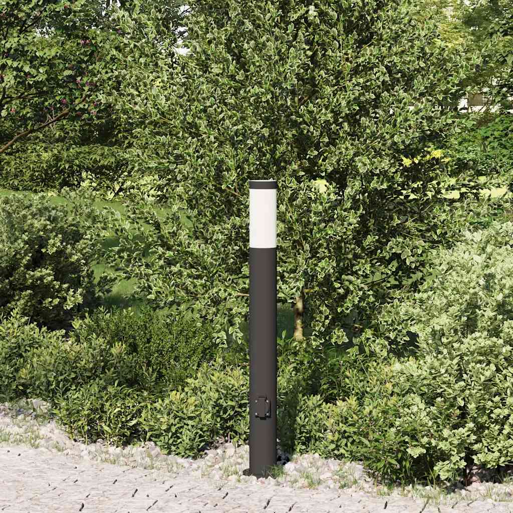 Vidaxl bolderarmatuur met stopcontact 80 cm rvs ip44