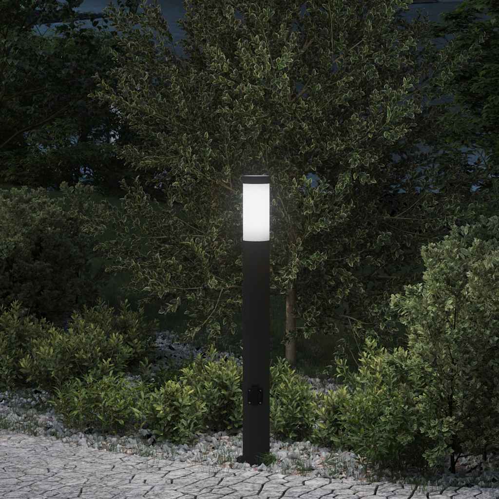 Vidaxl bolderarmatuur met stopcontact 80 cm rvs ip44