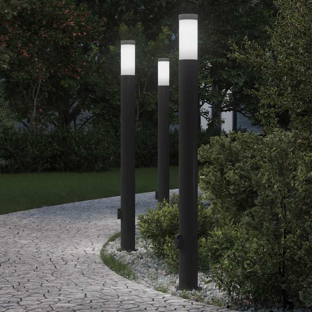 Vidaxl bolderverlichting met stopcontact 3 stuks 110 cm roestvrij staal ip44