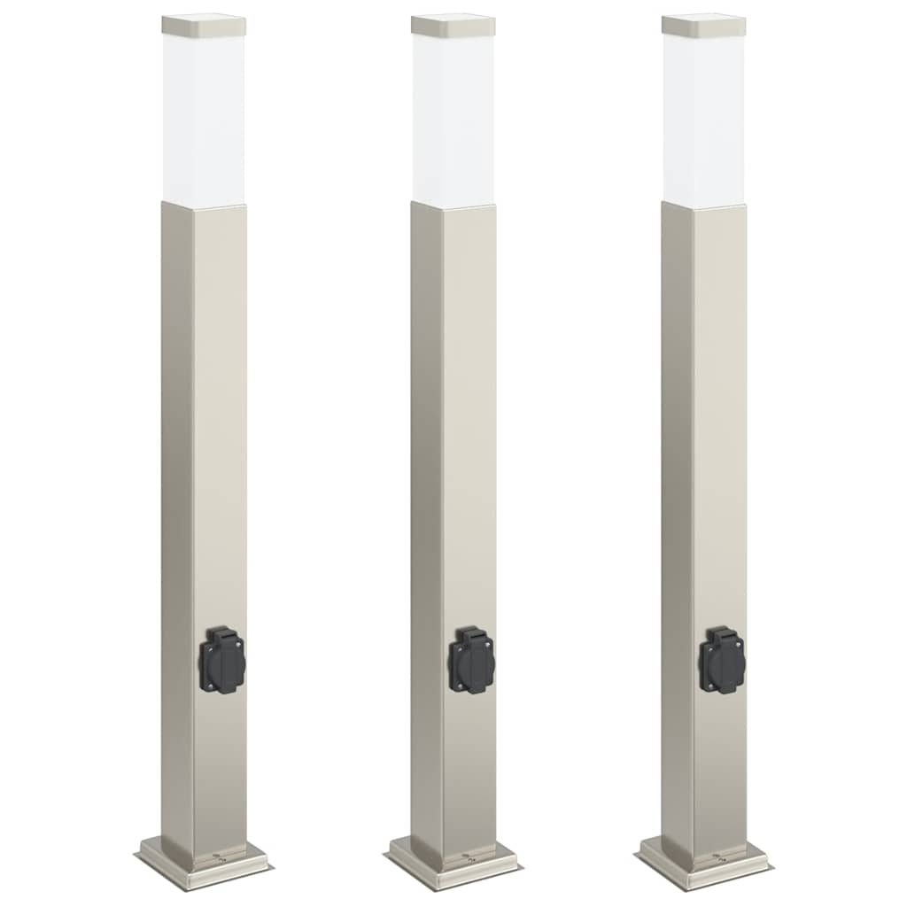Vidaxl bolderverlichting met stopcontact 3 stuks 80 cm rvs ip44