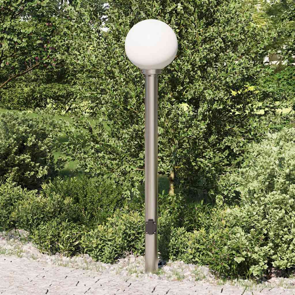 Vidaxl bolderarmatuur met stopcontact 120 cm rvs ip44