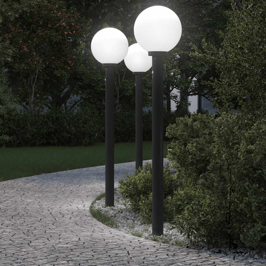 Vidaxl bolderverlichting met sensor 3 stuks 120 cm zwart ip44