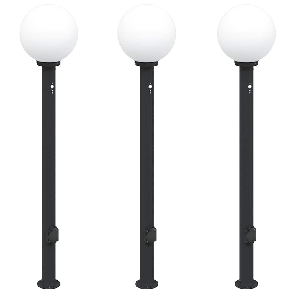 Vidaxl bolderverlichting met sensor en stopcontact 3 stuks 120 cm zwart ip44