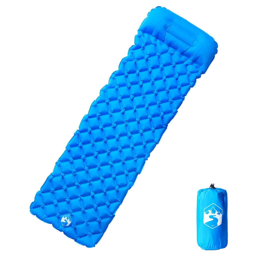 VidaXL aufblasbare Campingmatratze mit Kissen für 1 Person, Blau